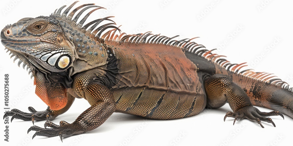 Aufkleber jamaican iguana with distinctive rough scales stands alert against a white background highlighting i