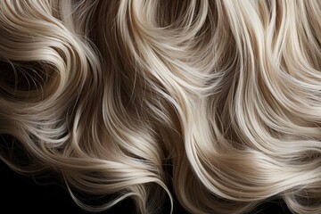 Naklejka premium Close up of luxurious long female hair against a dark background for stunning visual impact