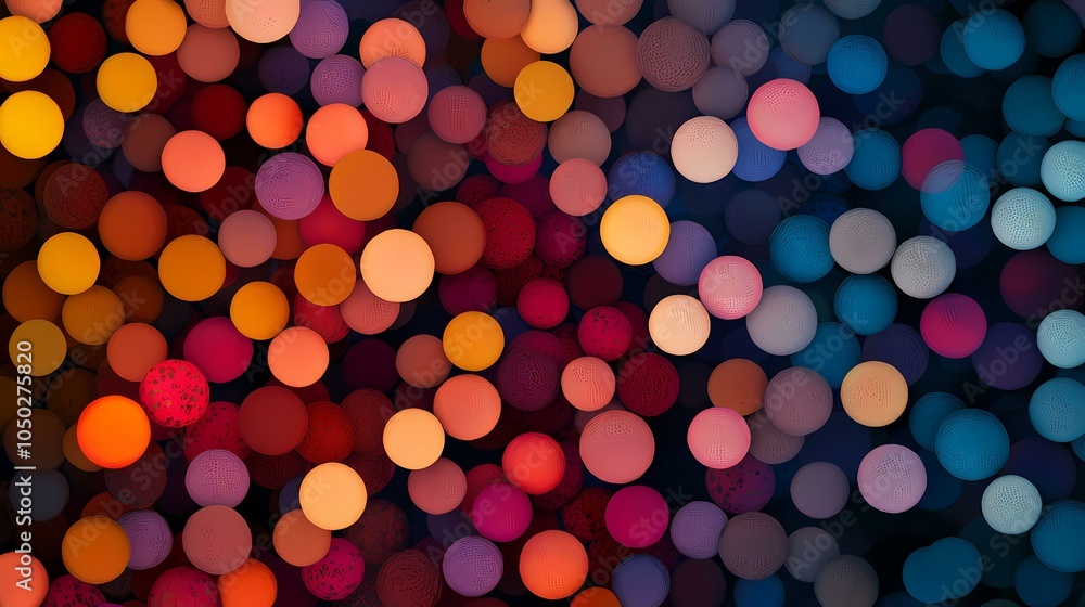 Aufkleber a close-up image of many colorful spheres with a textured surface. the spheres are arranged in a ran