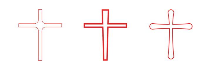 Obraz premium Cross icon. Christian, religious symbol. Church, crucifix sign. Vector illustration.