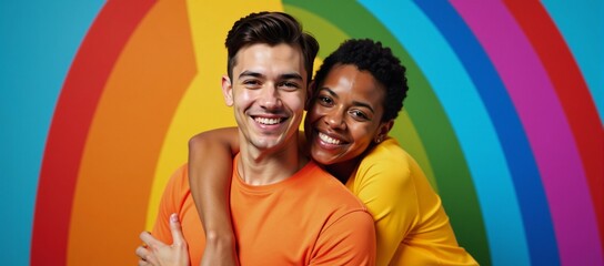 Obraz premium Rainbow-themed LGBTQ concept background suitable for copy space