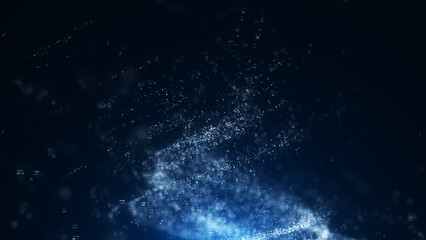 Abstract background with vortex particles. Dynamic wave in space with dust. Futuristic whirlwind with points after explosion. 3D cloud data. Wormhole with flow dots. 3D rendering.