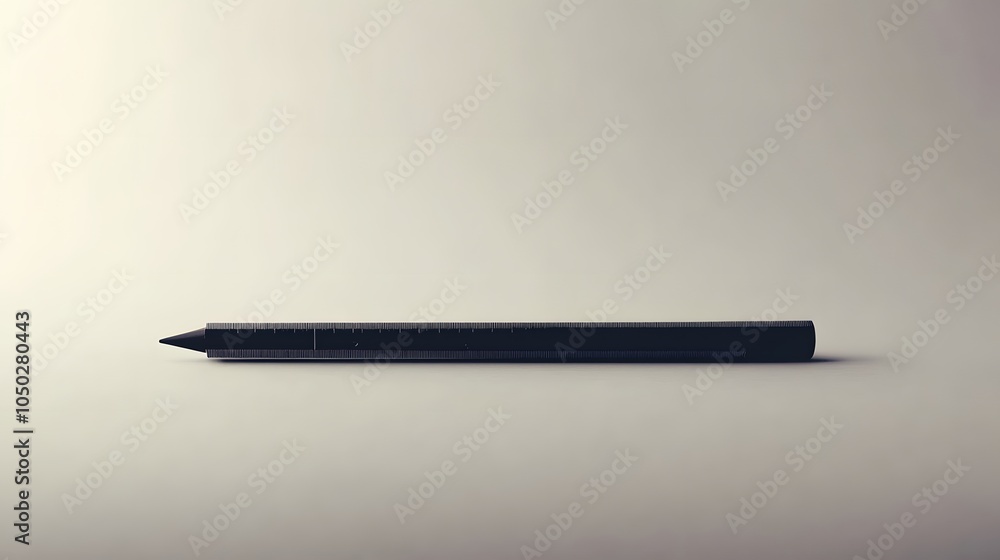 Poster a lone ruler and single marker, placed parallel on a minimalist table, plain background, 4k resoluti