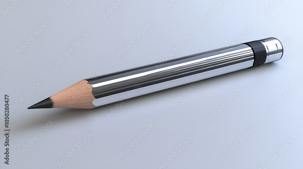 Poster a pencil and sharpener positioned perfectly aligned on a smooth surface, minimal style, plain backgr