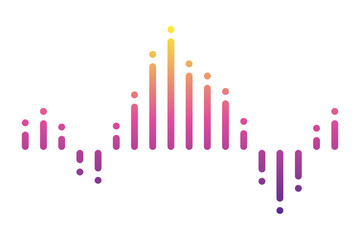 Color sound wave. Audio digital equalizer technology, musical pulse vector Illustration. Voice line waveform or volume level symbol. Curve radio wave