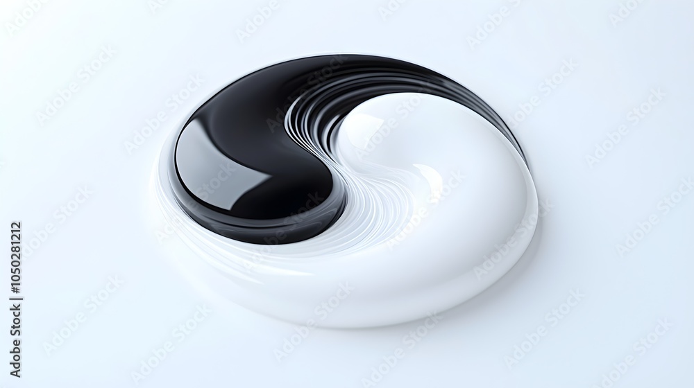 Poster Ethereal Yin-Yang Swirl - Harmonious Balance of Light and Shadow with Energy Flow in Motion Capturing Ancient Symbolism and Serenity