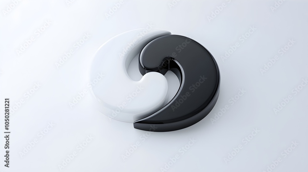 Poster dynamic yin-yang swirl - embracing light and shadow in a flowing energy balance ancient symbolism in