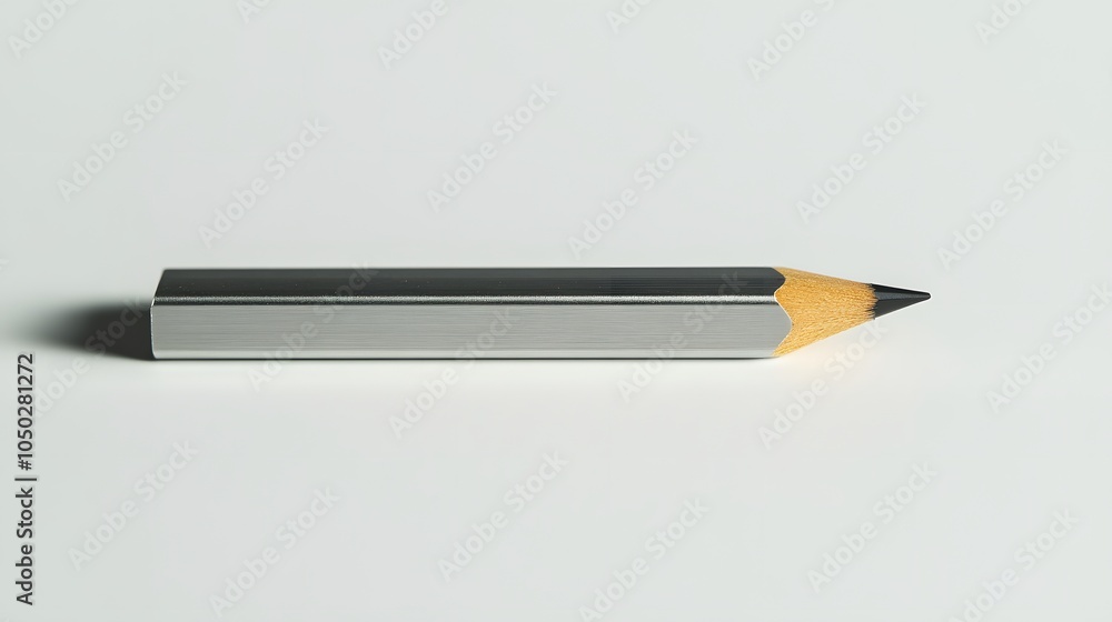 Aufkleber a front-angle close-up of a pencil and a small notepad, arranged symmetrically on a smooth surface, 