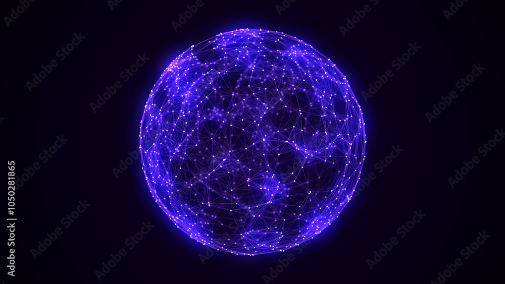 Poster futuristic sci-fi sphere in space. technology circle a network connection big data. digital ai backg