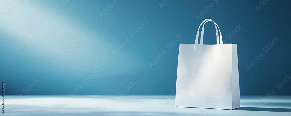 Poster shopping bag mockup in isometric wireframe view, emphasizing shape and dimensions