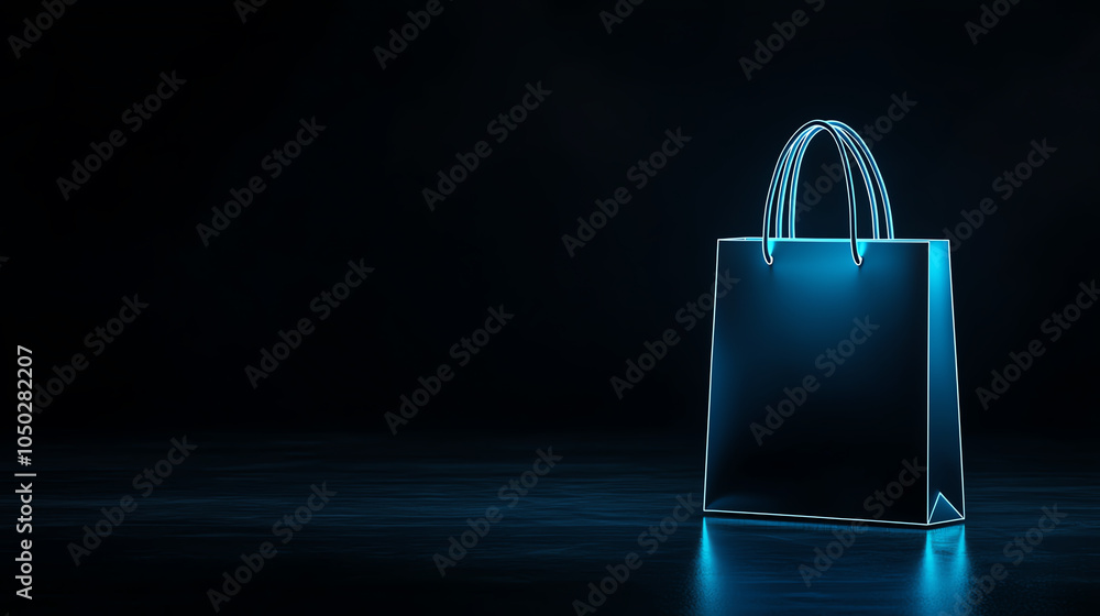 Poster mockup of a folded shopping bag with wireframe outline, showcasing functionality, simple design