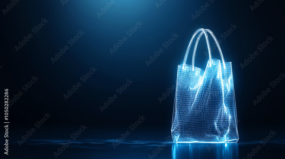 Aufkleber realistic shopping bag prototype with layered wireframe grid, concept for design presentation
