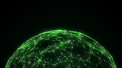 Futuristic sci-fi sphere in space. Technology circle a network connection big data. Digital ai background with particles. Abstract frame ball. 3D wireframe geometric sphere. 3D rendering.