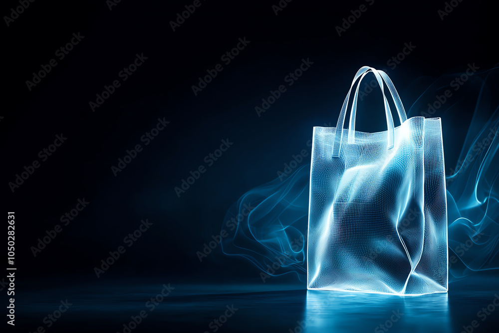 Poster shopping bag prototype displayed with wireframe layers, showing construction details, clean look