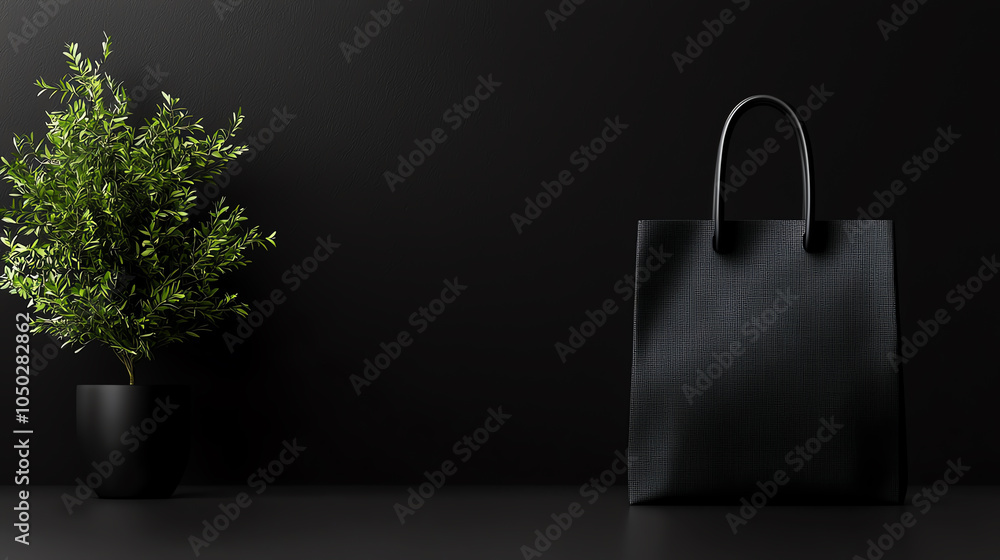 Poster mockup of a shopping bag with gridbased wireframe design, clean and professional prototype