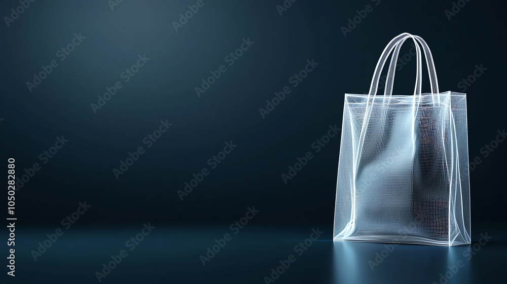 Poster 3d shopping bag model with wireframe, interactive prototype showing structural details