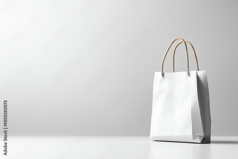 Poster side view of shopping bag with wireframe design, prototype concept, simple and clean