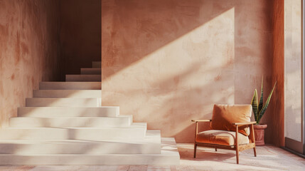 terra cotta accent armchair in spacious room