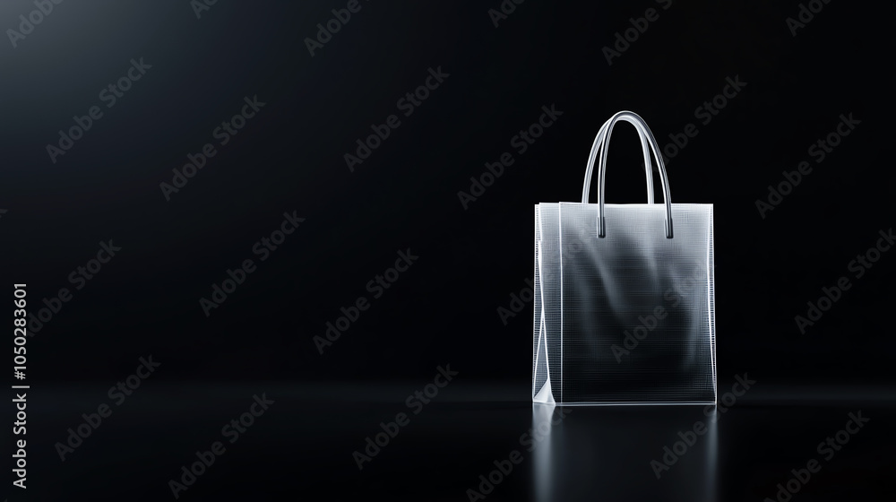 Poster minimalistic wireframe model of a shopping bag, highresolution prototype with clean lines