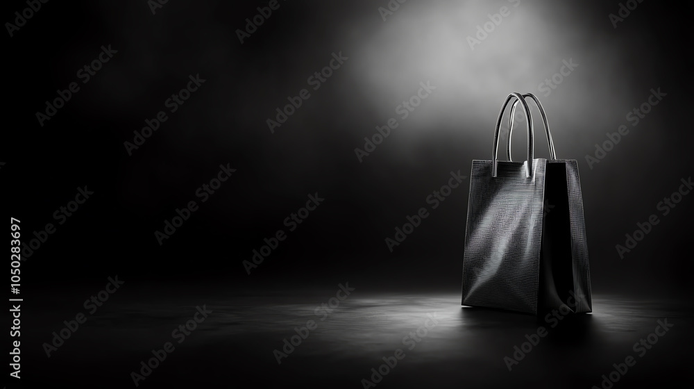 Poster wireframe shopping bag prototype with soft shadow, highlighting design contours and structure