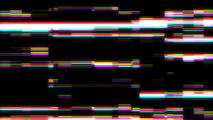 Technology background with neon glitch texture. Digital tv noise effect. Hacking computer. Damage screen. Abstract error at hack. 3D rendering.