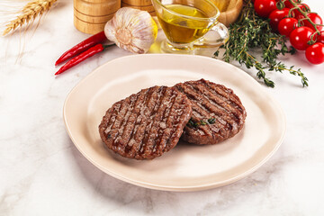 Grilled beef cutlet for burger