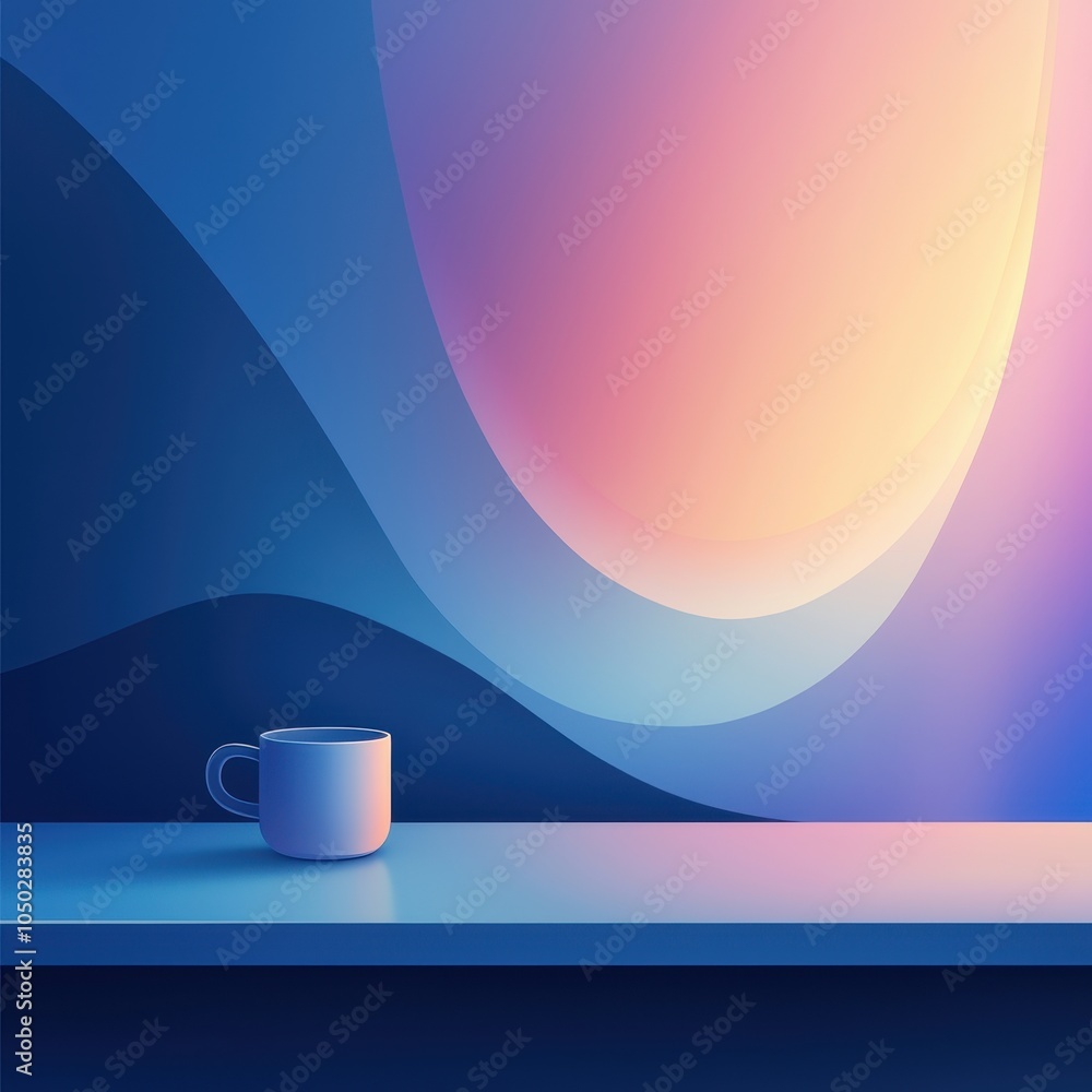 Poster abstract workspace with soft shapes and warm colors