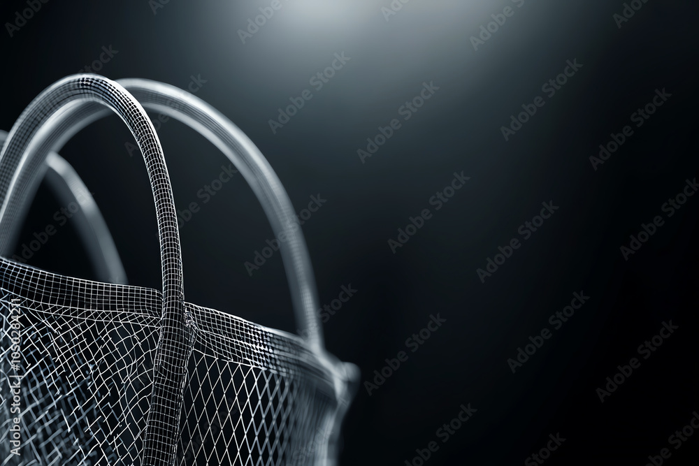 Aufkleber closeup wireframe mockup of shopping bag handles, emphasizing structure and material design