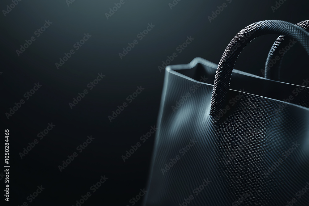 Poster closeup wireframe mockup of shopping bag handles, emphasizing structure and material design