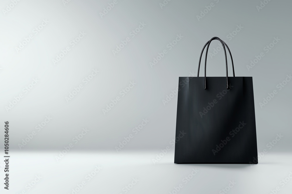 Poster realistic prototype of a shopping bag with bold wireframe details, isolated on gray backdrop