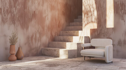 terra cotta accent armchair in spacious room