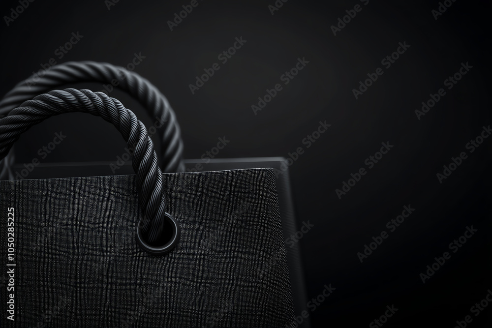 Poster closeup wireframe mockup of shopping bag handles, emphasizing structure and material design