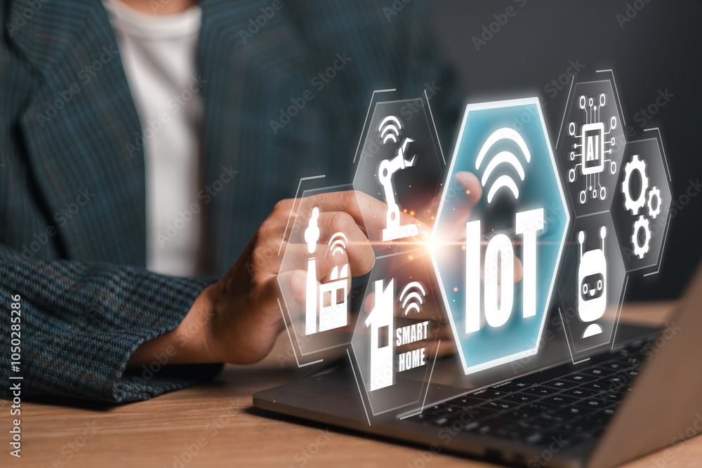 Poster explore the interconnected world of iot with smart devices and seamless connectivity enhancing moder