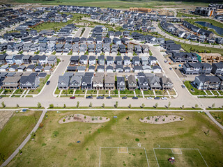 Aerial Drone View of Brighton Neighborhood in Saskatoon, Saskatchewan