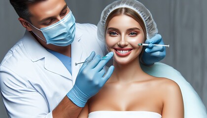 Naklejka premium Woman Getting a Facial Injection.