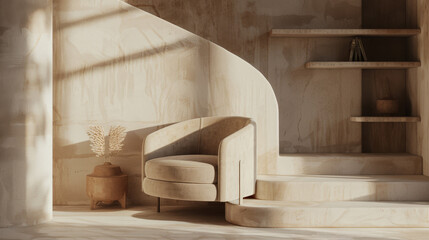 terra cotta accent armchair in spacious room