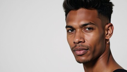 Obraz premium Beauty Studio Photoshoot Young Black Man Subtle Makeup Metrosexy Style