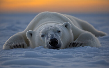 Fototapeta premium Global Warming Impact: Thin Polar Bears and Melting Ice
