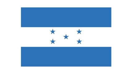 Republic of Honduras national flag isolated on white background. Honduras is a country in Central America.