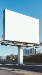 Obraz premium A rotating blank billboard mockup displays potential ads in a busy sports arena