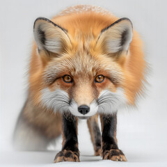 Fototapeta premium Close-Up Front View of Curious Red Fox. 