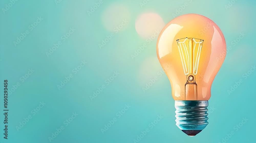 Aufkleber Conceptual image of a watercolor light bulb blending seamlessly into a smart grid symbolizing innovation and progress in the field of clean sustainable energy solutions