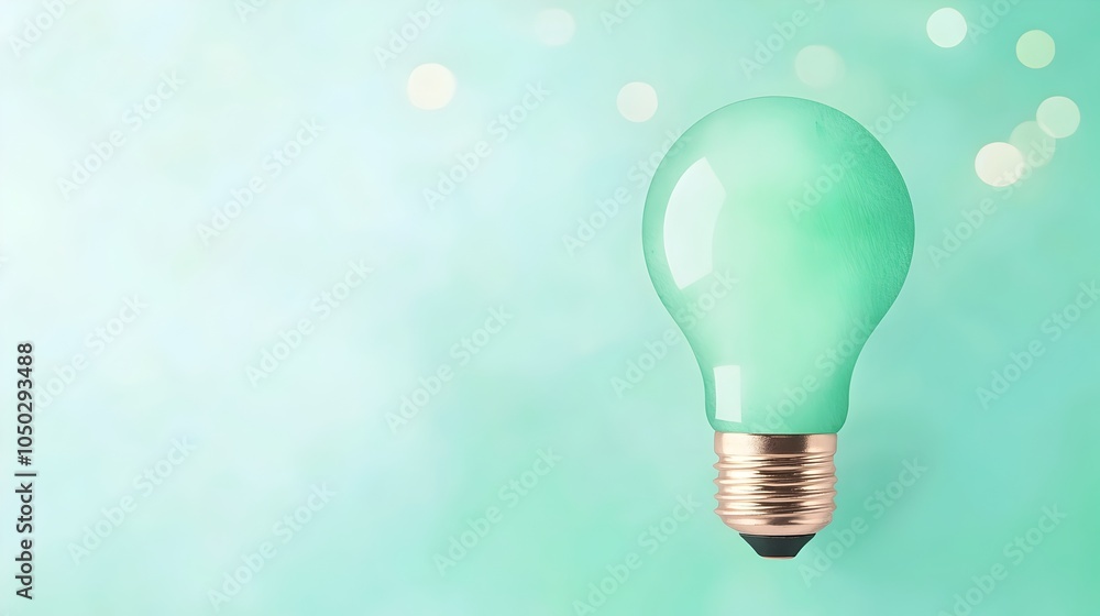 Poster Vibrant Watercolor Depiction of a Glowing Light Bulb Symbolizing a Creative Marketing Idea with Subtle Green Tones and Delicate Bokeh Lighting in the Background