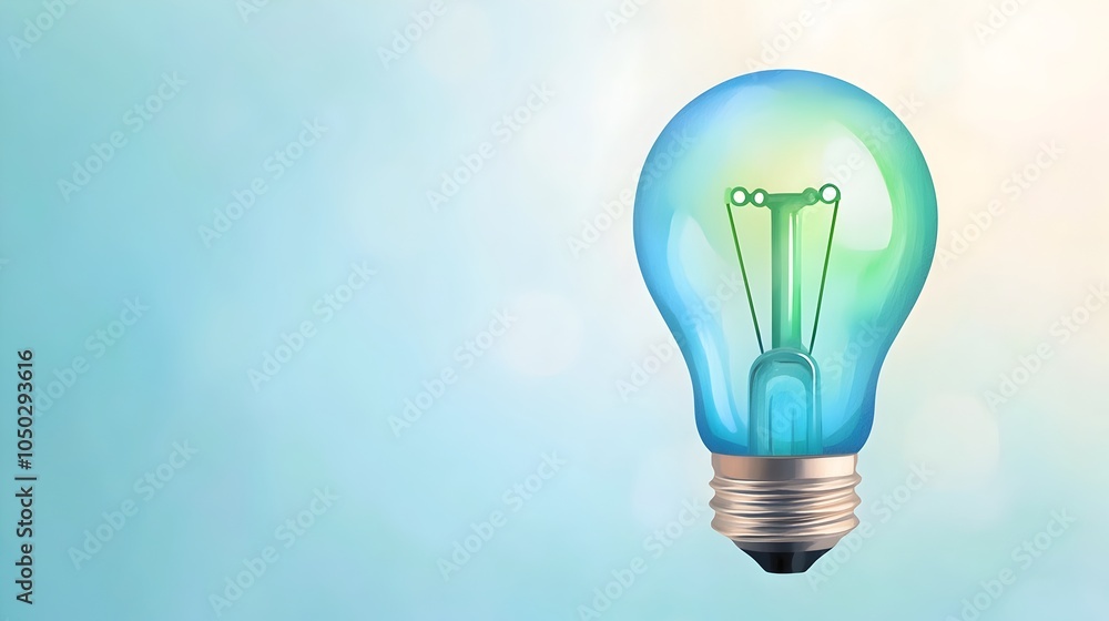 Aufkleber vibrant watercolor light bulb glowing in shades of blue and green symbolizing sustainable and innova