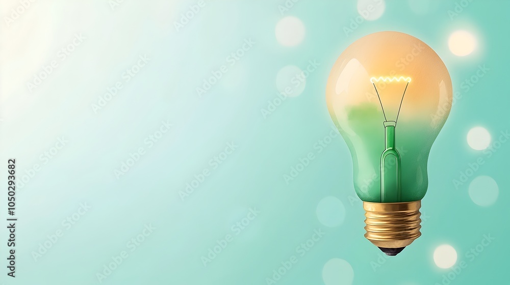 Aufkleber innovative green energy marketing idea symbolized by a light bulb blending into eco friendly symbols