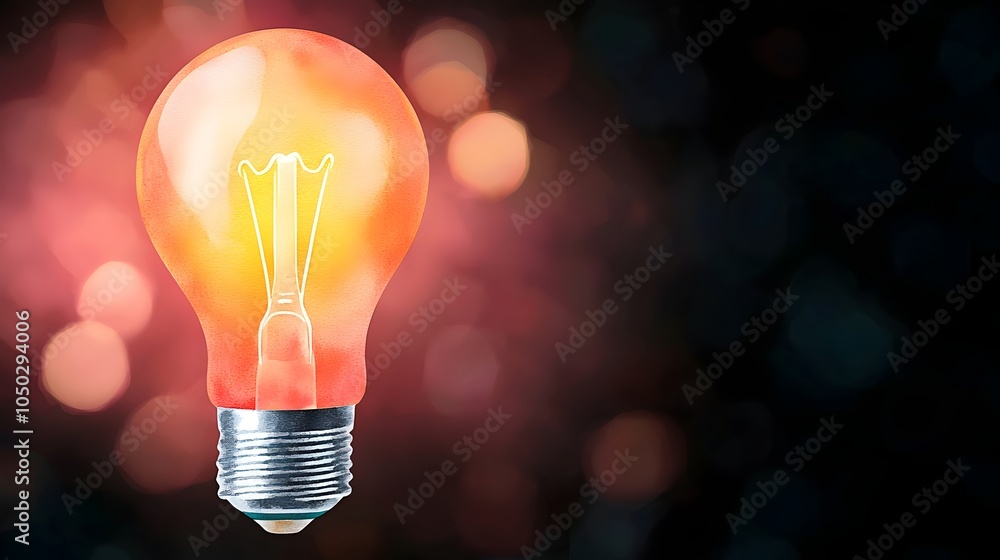 Aufkleber conceptual image of a glowing light bulb in watercolor representing marketing innovation and alterna