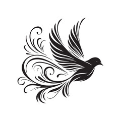 Obraz premium Flying Bird silhouette in Vector illustration. isolated bird flying. tattoo design. 