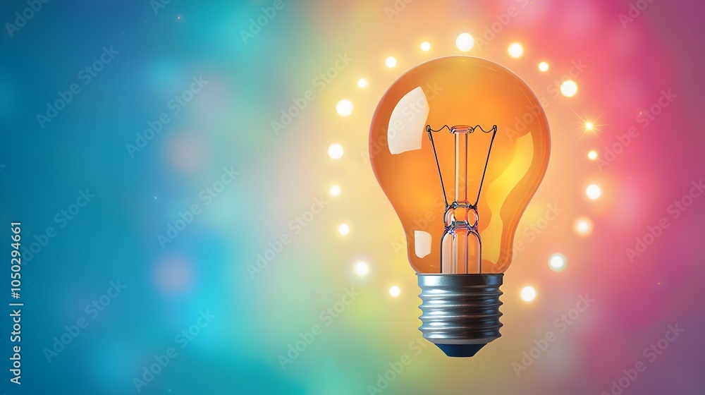 Leinwandbilder glowing abstract light bulb surrounded by a vibrant cosmic nebula background with bright swirling bo