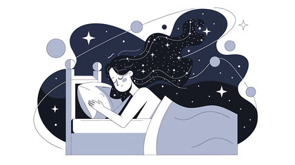 Peaceful Night's Sleep with Dreamlike Starry Hair