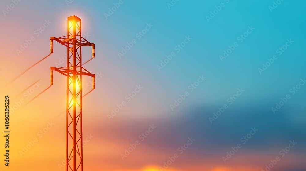 Leinwandbilder glowing high voltage power pole set against a graph depicting increasing power consumption with a wa